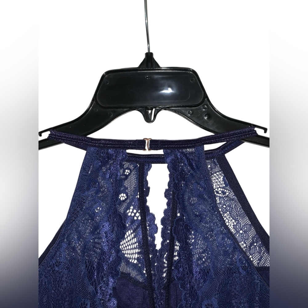 Shekini Halter Lace Bra with Padding Blue Size L - Picture 6 of 8
